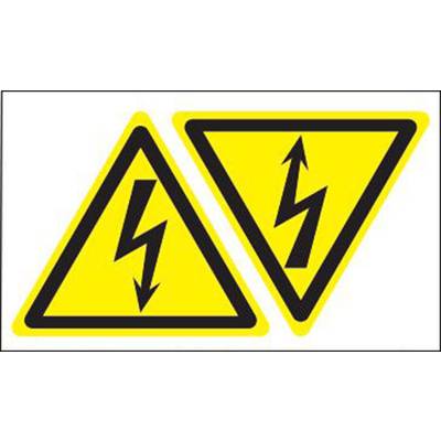 « Avertissement : Haute tension » sur fond jaune avec symbole de foudre noir.