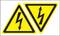 « Avertissement : Haute tension » sur fond jaune avec symbole de foudre noir.