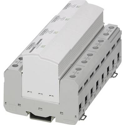 Composant électrique sur fond blanc ; base grise avec un boîtier rectangulaire blanc au-dessus, plusieurs bornes de connexion visibles.