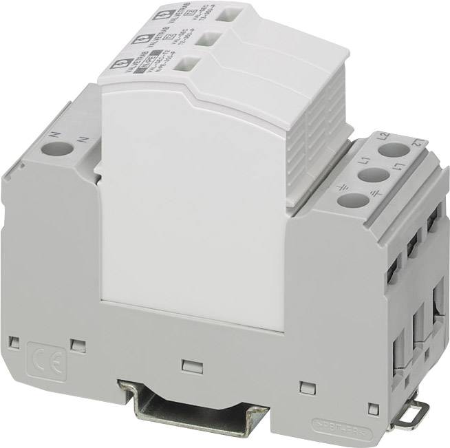 Un interrupteur de protection électrique gris, à monter sur rail DIN, avec plusieurs bornes de connexion en haut et en bas.
