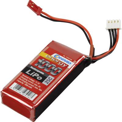 Pack de batterie (LiPo) 11.1 V 1000 mAh Conrad energy 1344136 25 C Softcase BEC