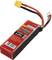 Un accumulateur LiPo rouge avec un connecteur jaune, portant l'inscription : « 2400mAh, 11,1V », adapté aux modèles radiocommandés. Couleur principale rouge, câbles noir et rouge.