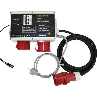 Un appareil de test électrique avec connexion en étoile de mesure, deux prises rouges et un long câble avec une fiche rouge, adapté pour les contrôles de sécurité.
