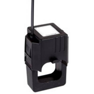 Un capteur de courant électrique noir de forme rectangulaire avec câble de connexion.