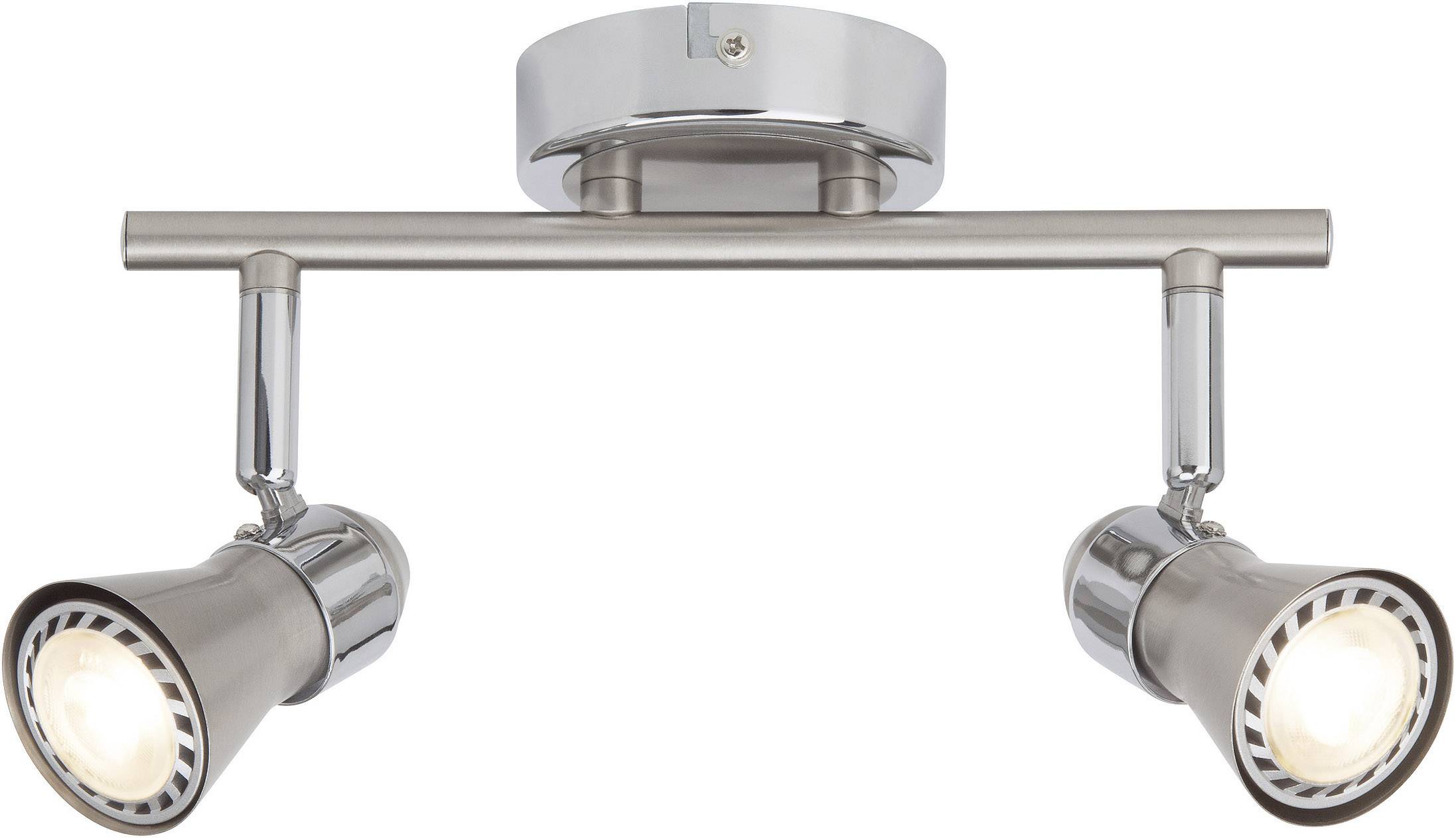 Deux spots ajustables modernes sur une base en métal, dans un style minimaliste pour un éclairage contemporain.