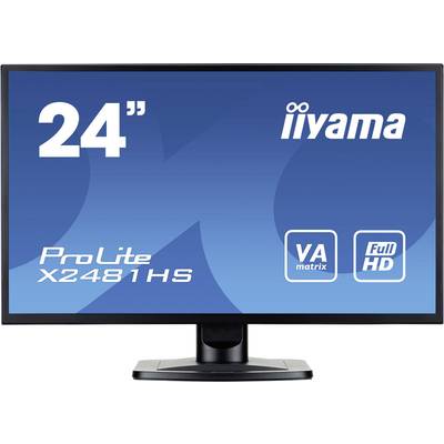 Moniteur LED Iiyama ProLite X2481HS-B1 CEE F (A - G) 59.9 cm 23.6 pouces 1920 x 1080 pixels 6 ms VGA, DVI, HDMI™ VA LED-0