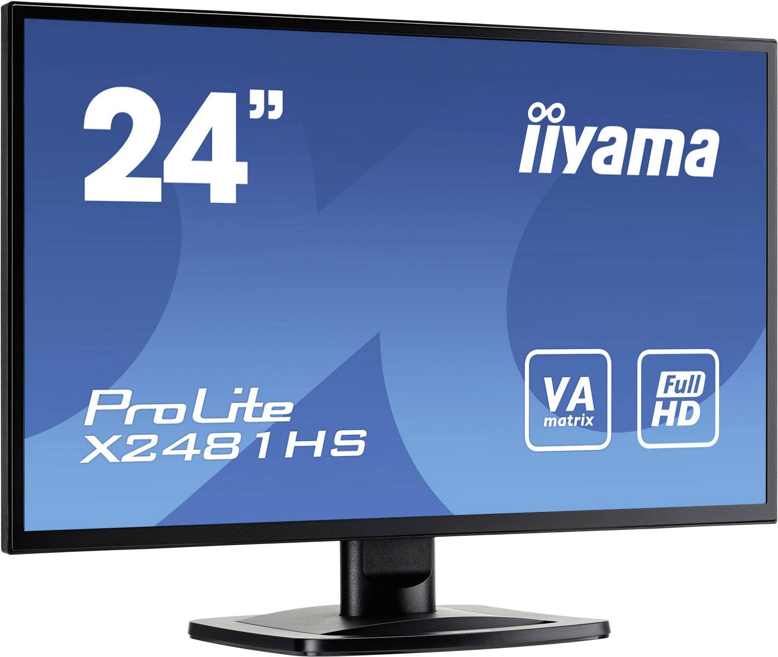 Moniteur LED Iiyama ProLite X2481HS-B1 CEE F (A - G) 59.9 cm 23.6 pouces 1920 x 1080 pixels 6 ms VGA, DVI, HDMI™ VA LED-3