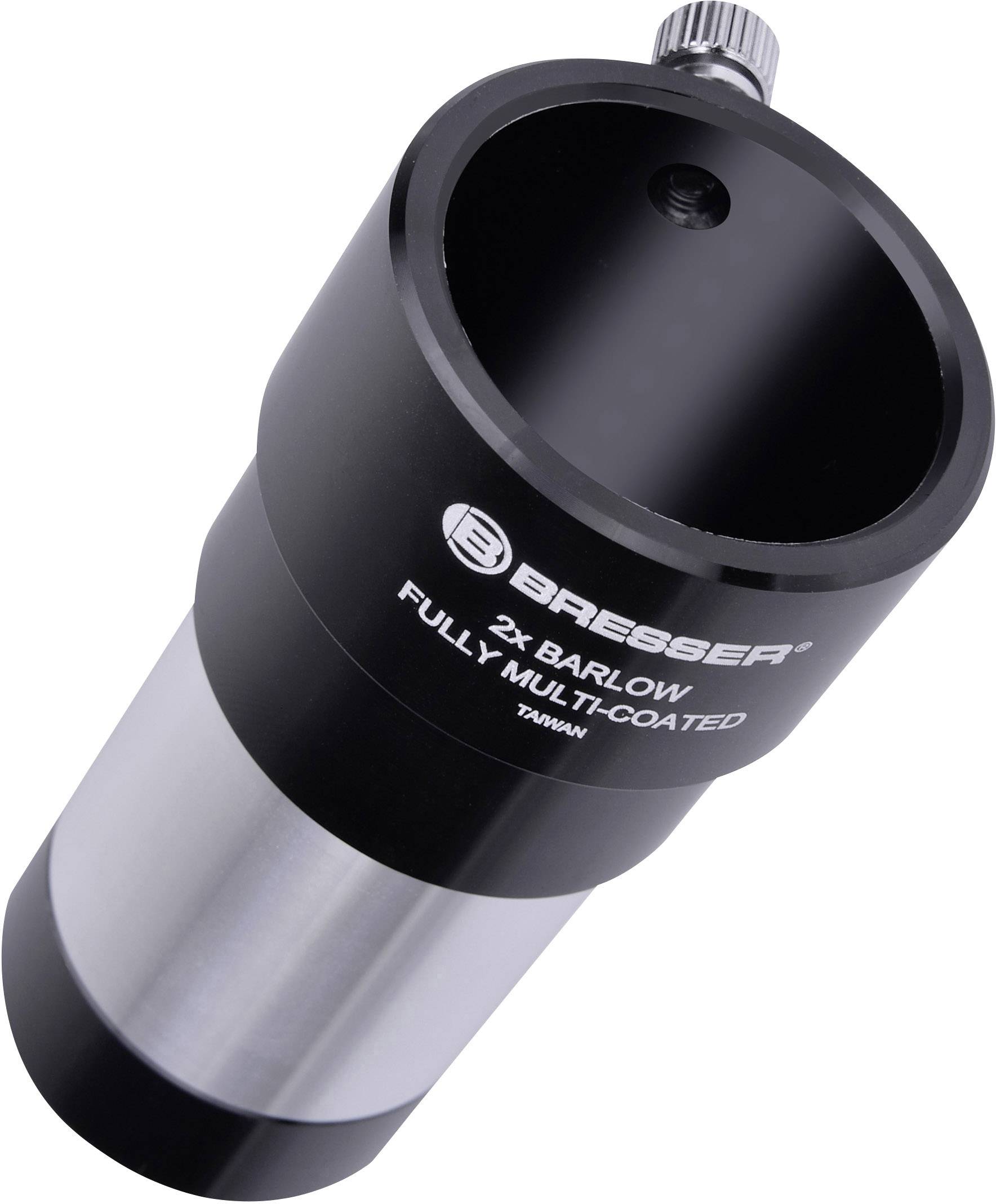 Lentille de Barlow Bresser 2x, entièrement multicouche, argentée et noire. Augmente le grossissement des oculaires de télescope.