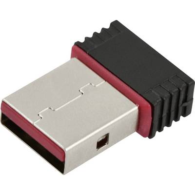 Un petit dongle USB avec un boîtier noir et rouge, utilisé pour connecter sans fil des appareils tels que des ordinateurs à leurs accessoires.