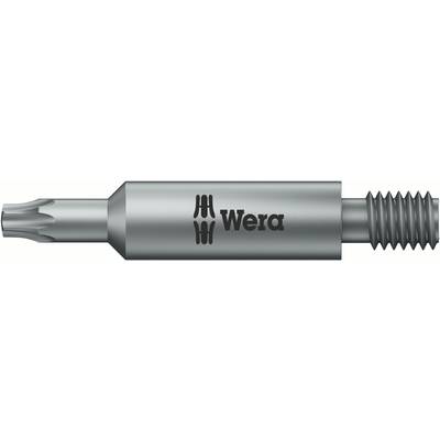 Un embout de tournevis en argent de Wera avec un profil Torx et le logo Wera au centre.