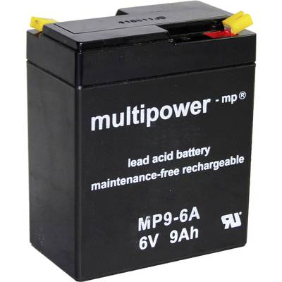 Batterie au plomb 6 V 9 Ah multipower MP9-6A plomb (AGM) (l x H x P) 97 x 118 x 56 mm cosses plates 4,8 mm sans entretie