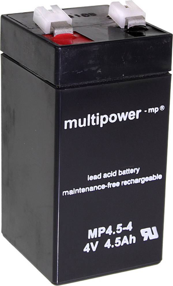 Batterie au plomb 4 V 4.5 Ah multipower MP4,5-4 plomb (AGM) (l x H x P) 48 x 100 x 52 mm cosses plates 6,35 mm sans entretien, auto-décharge réduite