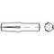 Dessin technique d'un outil avec tige cylindrique et extrémité conique, vue de côté et de face.