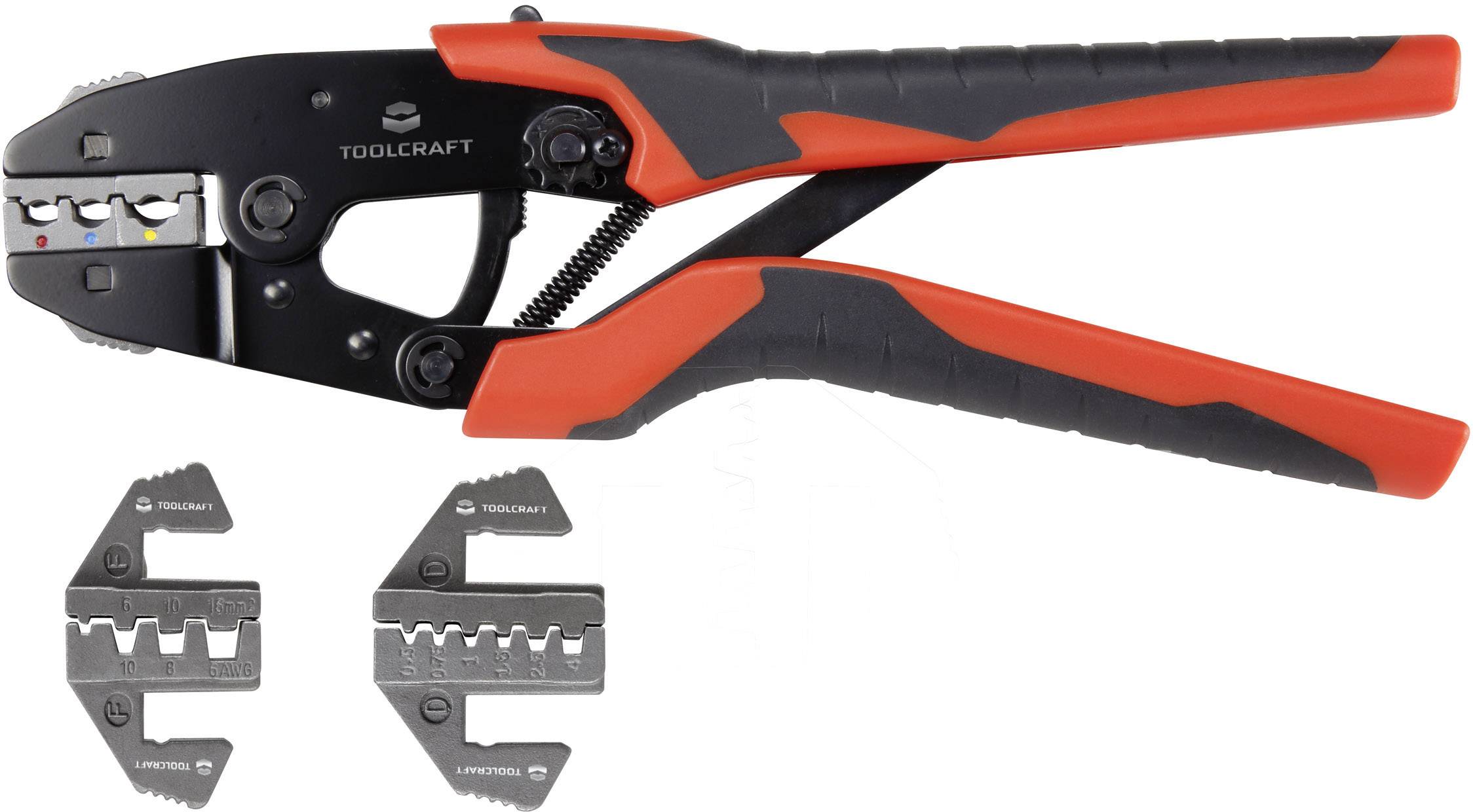 Pince à outils avec poignée rouge et noire et deux têtes d'outils interchangeables pour le travail du fil.