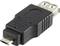 Adaptateur USB : Adaptateur noir avec fiche micro-USB et port USB, permettant des connexions entre différents appareils USB.