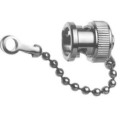 Capuchon métallique avec chaînette à bille et embout, probablement utilisé comme protection pour un raccord ou une vanne.