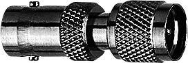 Adaptateur métallique à poignée striée, permettant de relier deux câbles, typique des connexions pour appareils audio ou vidéo.