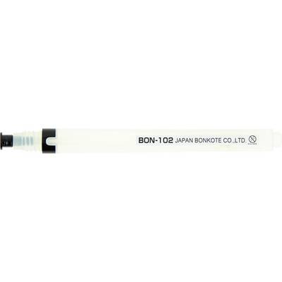 Stylo blanc portant l'inscription 'BON-102 JAPAN BONKOTE CO., LTD'. Caractéristiques de l'article : pointe fine, manche noir.