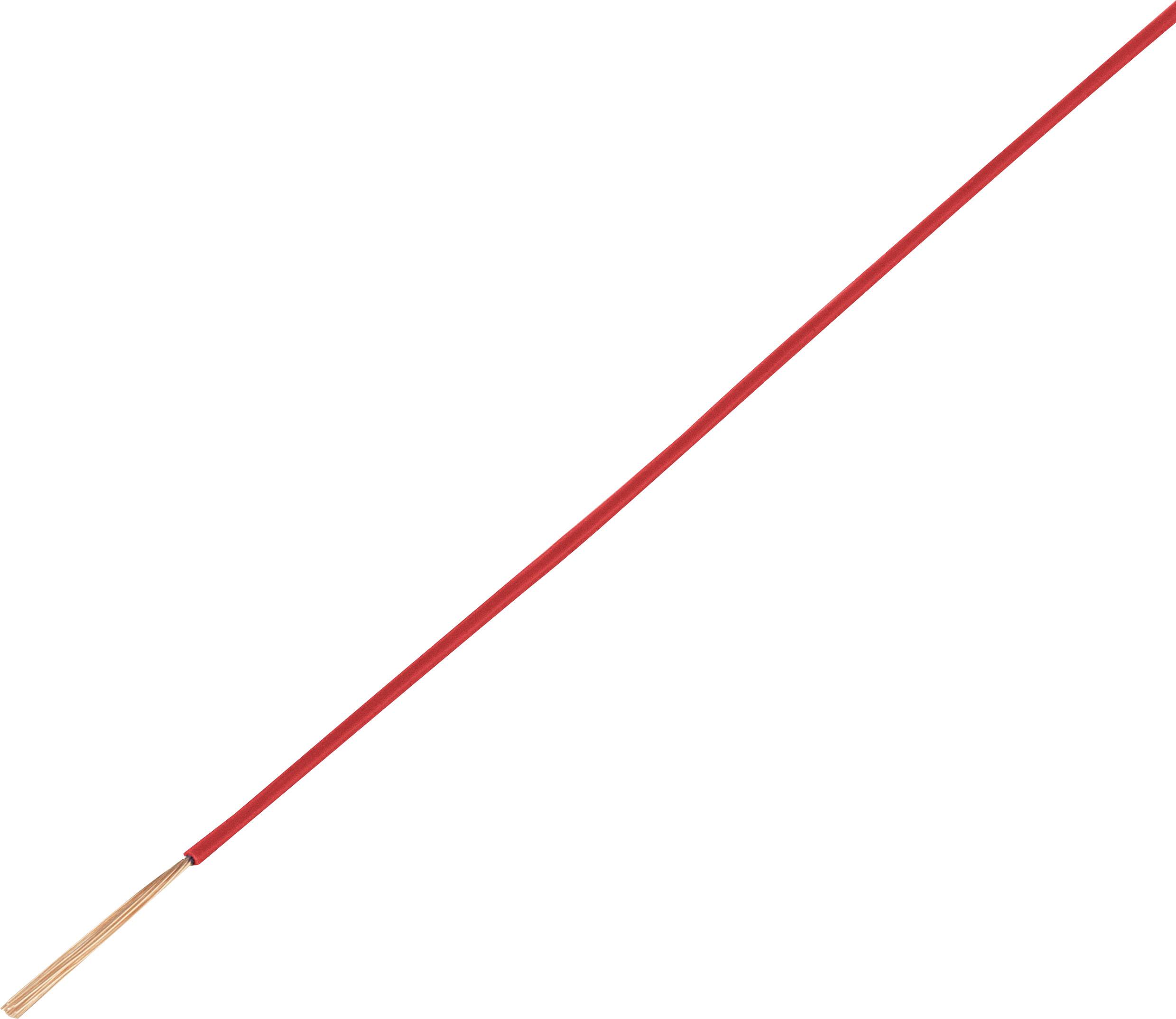 Câble électrique rouge, isolé, avec extrémité de cuivre dénudée. Utilisé dans les installations électriques pour les connexions de courant.