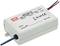 Bloc d'alimentation APV-25-12 de MEAN WELL avec fils d'entrée et de sortie. Entrée : 100-240V, Sortie : 12V, 25W. Certificats : LPS, CE.
