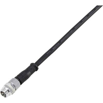 Un câble électrique noir avec une fiche métallique à une extrémité. Adapté aux applications industrielles ou techniques.