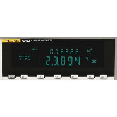 Affichage du multimètre numérique indiquant '2,3894 V DC', avec les options 'Auto Range' et 'Slow' activées. Marque Fluke, modèle 8808A.