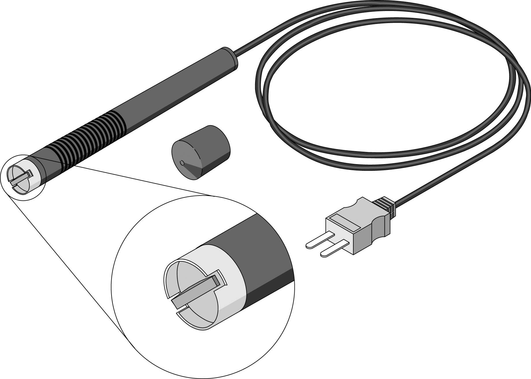 Un fer à souder électrique avec câble et fiche européenne. Un gros plan montre la pointe du fer à souder. Adapté pour souder.