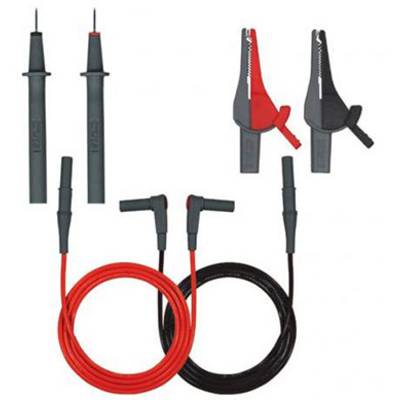 Ensemble de câbles de test rouge et noir avec pointes de test et pinces crocodile, adapté aux tests électriques.