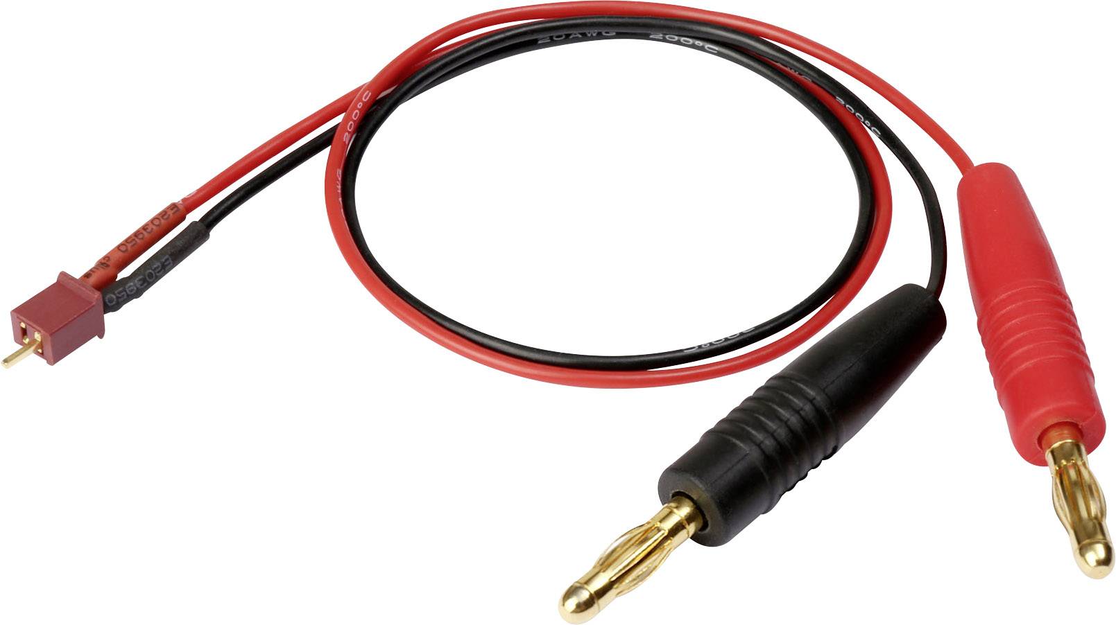 Câble de charge Reely 1373180 [2x banane mâle - 1x Mini T mâle] 30.00 cm 0.5 mm²
