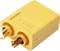 Connecteur XT60 jaune avec deux contacts métalliques, utilisé pour les connexions de batteries RC, offrant des connexions électriques sûres et stables.