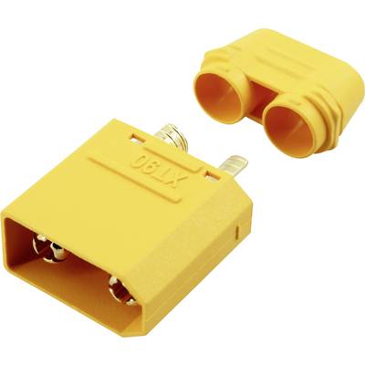 Connecteur Gelber XT60 pour connexions électriques, composé d'une partie mâle et femelle, représentées côte à côte.