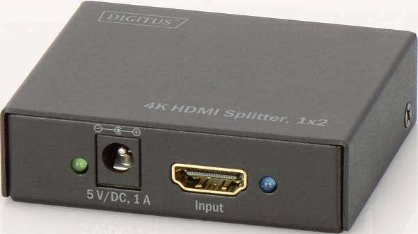 Digitus DS-46304 2 ports Répartiteur HDMI Lecture 3D possible, boîtier métallique 4096 x 2160 pixels noir