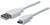Un câble USB blanc avec une fiche USB-A standard sur le côté gauche et une fiche Micro-USB sur le côté droit.