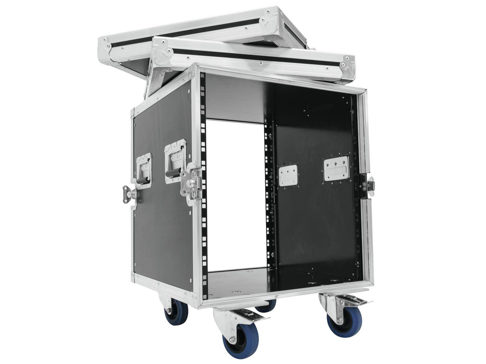 Roadinger Profi KM Rack 19 pouces 12 UH bois avec poignée, avec roulettes-2