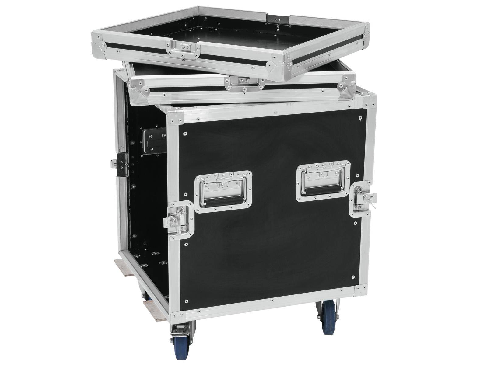 Roadinger Profi KM Rack 19 pouces 12 UH bois avec poignée, avec roulettes-4