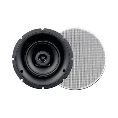 Sur l'image, on peut voir un haut-parleur rond noir sans sa grille, à côté d'une grille de haut-parleur blanche.