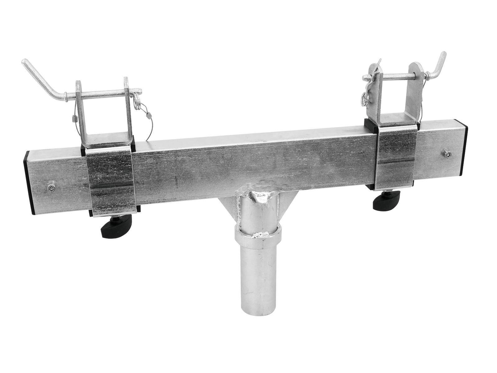 Adaptateur métallique pour attelage de remorque, avec deux mécanismes de verrouillage et support de tube inférieur, adapté aux porte-vélos.