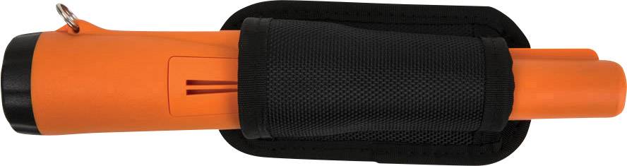 Indicateur de doigt de plongée orange avec boucle noire et étui de support.