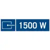 Panneau avec une prise électrique barrée et l'inscription '1500 W', indiquant la limitation de la consommation électrique.