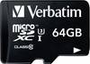 Carte microSDXC Verbatim PRO 64 GB Class 10, UHS-I, UHS-Class 3 avec adaptateur SD