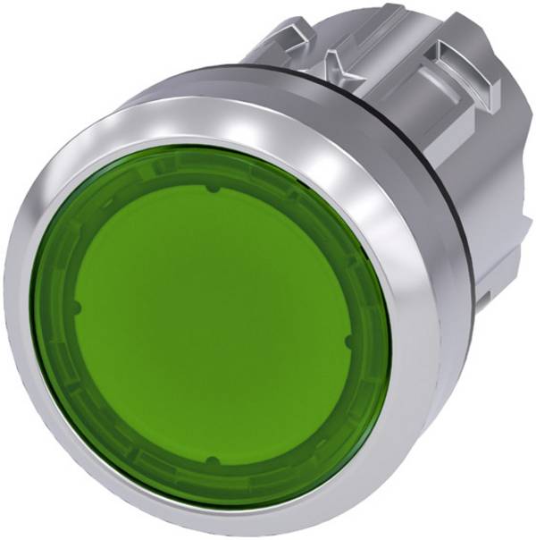 Siemens 3SU10510AB400AA0 3SU1051-0AB40-0AA0 Bouton-poussoir lumineux à rappel actionneur plat, collerette métal, finition brillante bouton vert   1 pc(s) Piece