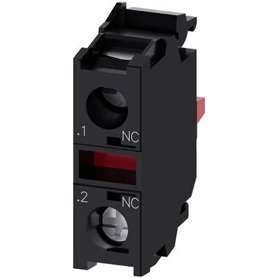 Interrupteur électrique noir avec deux ouvertures rondes, portant la marque '.1 NC' en haut et '.2 NC' en bas, avec un curseur rouge au milieu.