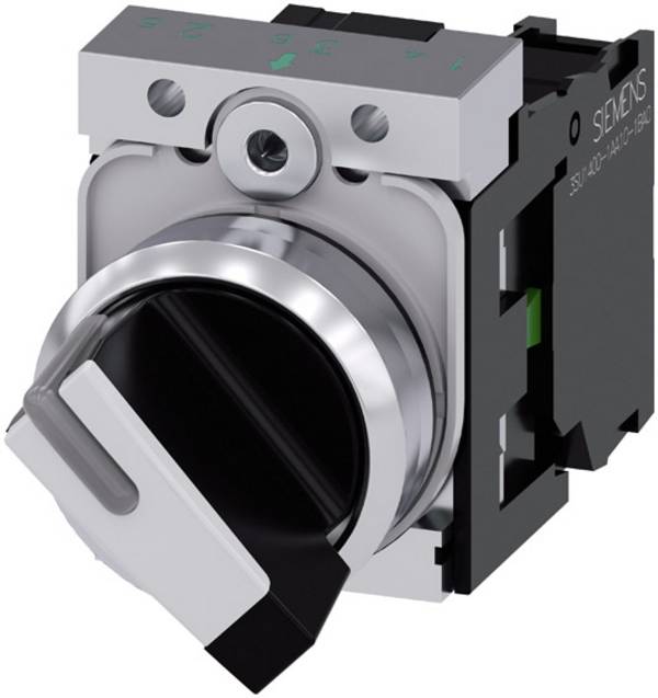 Siemens 3SU11502BF601BA0 3SU1150-2BF60-1BA0 Commutateur rotatif collerette métal, finition brillante  noir, blanc 1 x 90 °  1 pc(s)