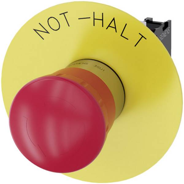 Siemens 3SU1150-1HB20-1CH0 Arrêt d'urgence, Bouton champignon collerette métal, finition brillante 500 V 1 NF (R) IP69K 1 pc(s)