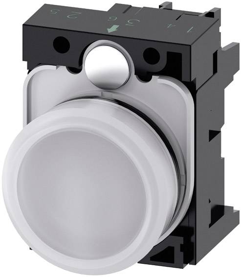Un bouton-poussoir rond gris avec un support de fixation noir, probablement destiné à des applications industrielles ou techniques.