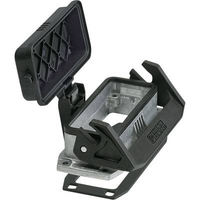 Un boîtier métallique ouvert avec un couvercle rabattable et un cadre robuste, adapté pour contenir en toute sécurité des composants techniques.