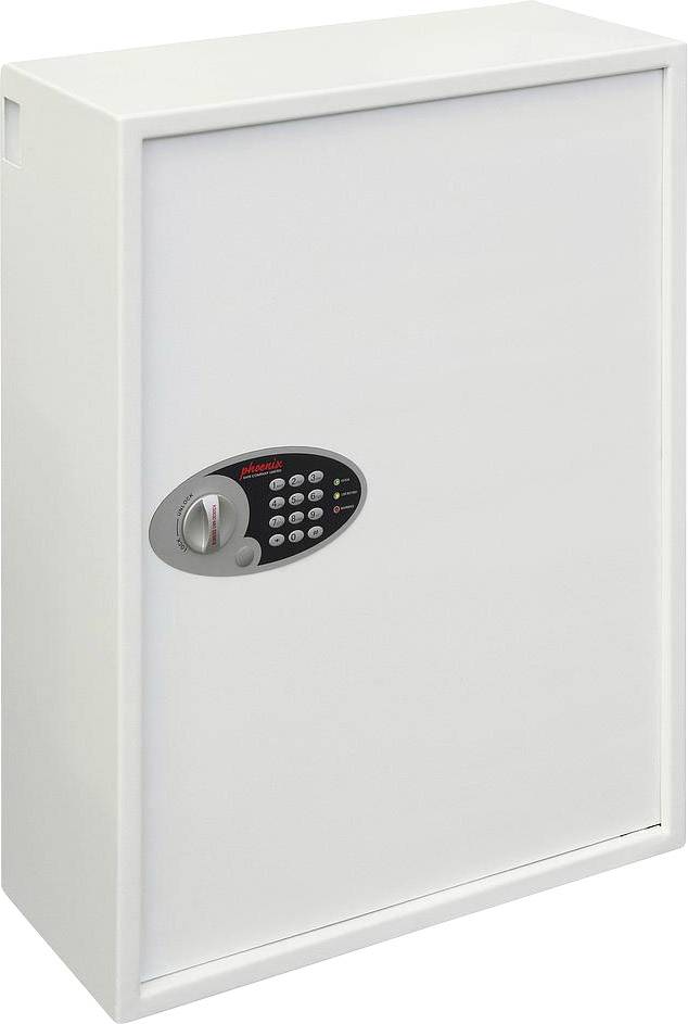 Armoire à clés blanche avec serrure électronique à code, adaptée au rangement sécurisé des clés dans les bureaux ou à domicile.