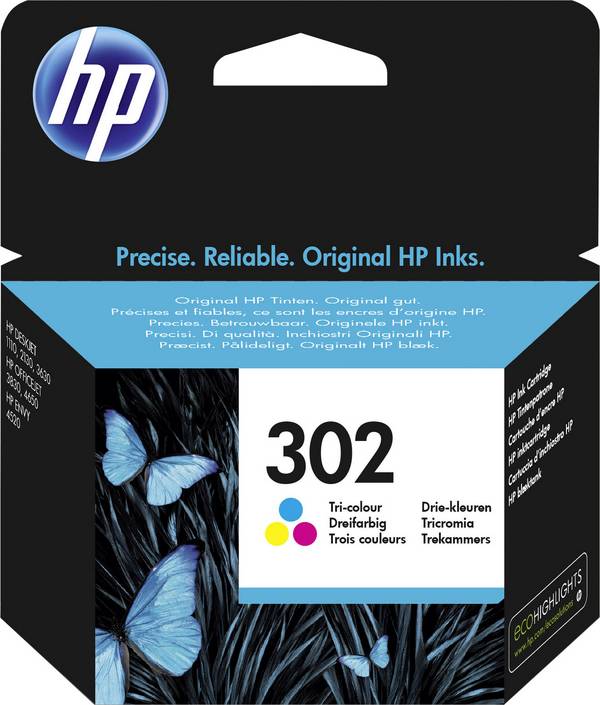 HP 302 Encre d'origine cyan, magenta, jaune F6U65AE Encre