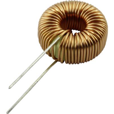 Un inducteur à bobine de cuivre en forme d'anneau avec deux connexions de fil, utilisé dans les circuits électroniques pour le stockage d'énergie.