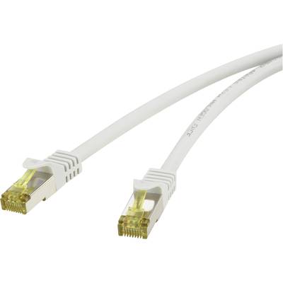 Deux câbles réseau blancs avec connecteurs RJ45, utilisés pour connecter des ordinateurs ou d'autres appareils sur un réseau.